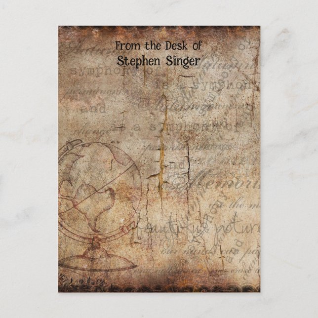 Zeitschrift "Distressed Steampunk Globe Travel" Postkarte (Vorderseite)