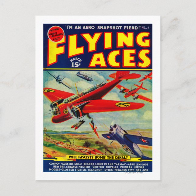 Zeitschrift Flying Aces Cover 3 Postkarte (Vorderseite)