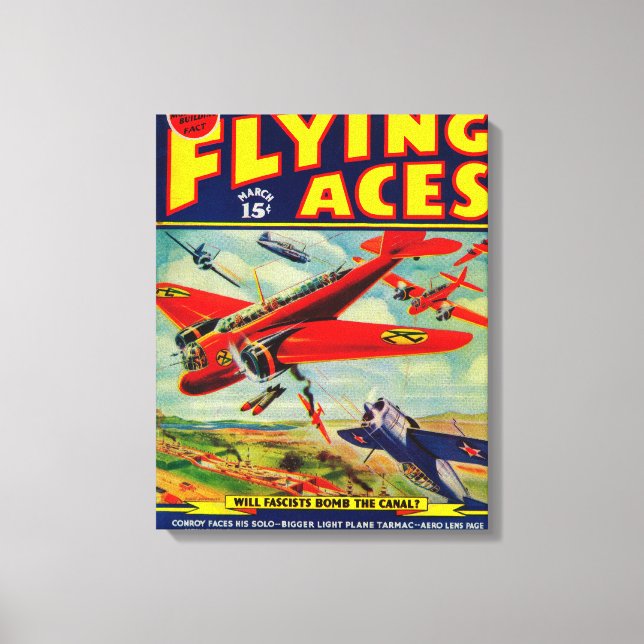 Zeitschrift Flying Aces Cover 5 Leinwanddruck (Vorderseite)