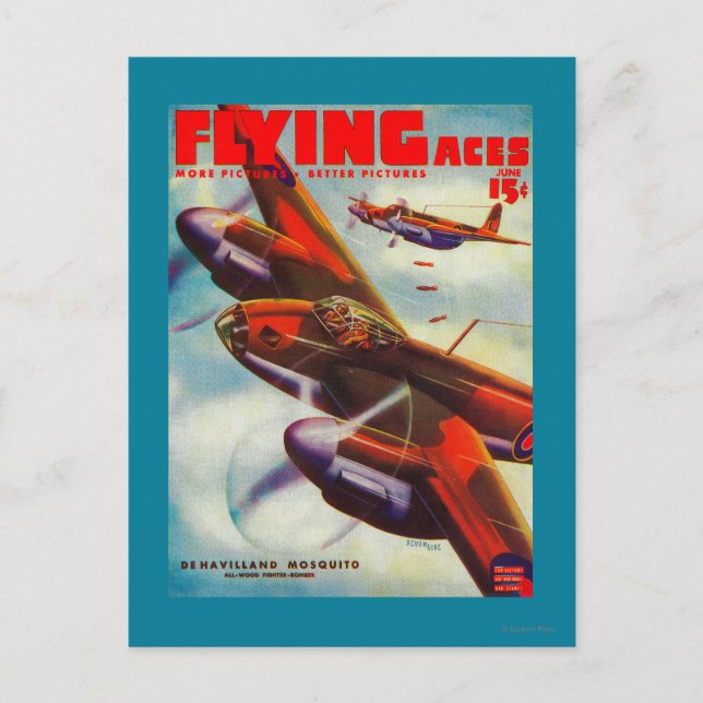 Zeitschrift Flying Aces Cover 5 Postkarte (Vorderseite)