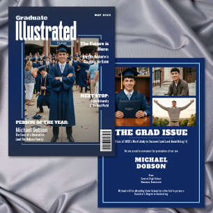 Zeitschrift Four Foto Blau Abschlussankündigung Einladung