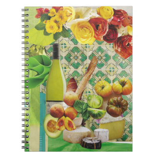 Zeitschrift mit Wein und Käse Notizblock