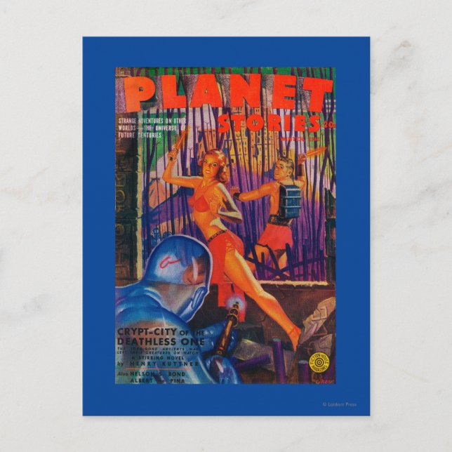 Zeitschrift Planet Stories Cover 3 Postkarte (Vorderseite)
