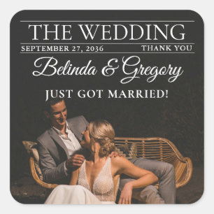 Zeitschrift Redaktion Zeitung Fotos Hochzeit Quadratischer Aufkleber