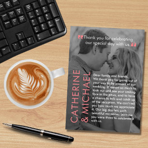 Zeitschrift über dunkles Foto Modernes Minimalisti Dankeskarte