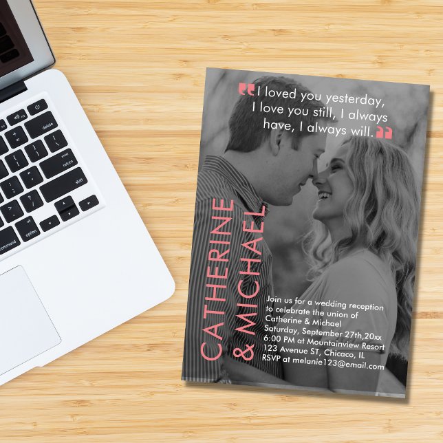 Zeitschrift über dunkles Foto Modernes Minimalisti Einladung (Von Creator hochgeladen)