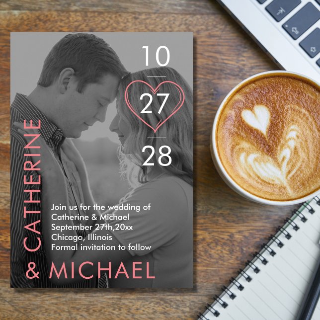 Zeitschrift über dunkles Foto Modernes Minimalisti Save The Date (Von Creator hochgeladen)