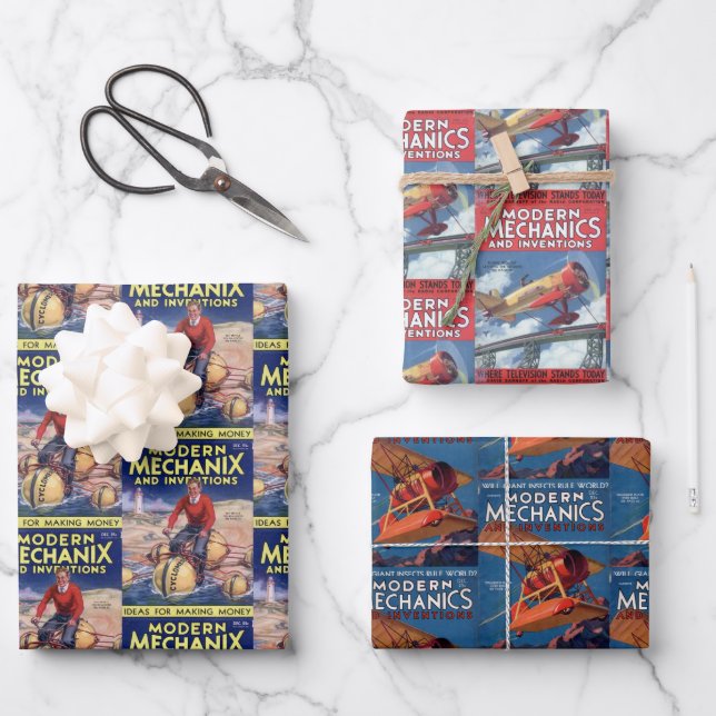 Zeitschrift "Vintage Erfindungen" Geschenkpapier Set (Vorderseite)