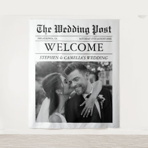 Zeitschrift Zeitung Hochzeitsszenario-Foto Wandteppich