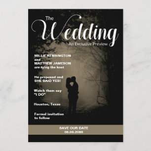 Zeitschriftenabdeckung Save the Date Hochzeit Einladung