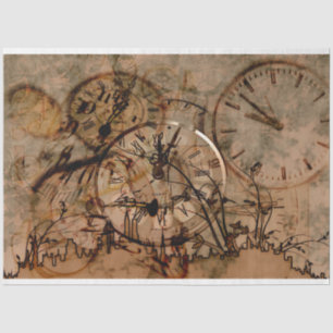 Zeituhren Collagen City Decoupage Tissue Paper Seidenpapier