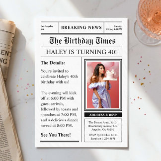 Zeitung 40. Geburtstag Funny Magazine Cover Foto Einladung