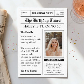 Zeitung 50. Geburtstag Funny Magazine Cover Foto Einladung