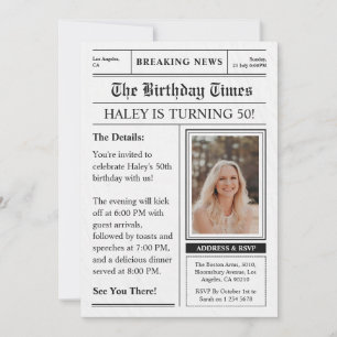 Zeitung 50. Geburtstag Funny Magazine Cover Foto Einladung