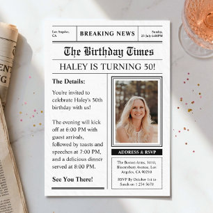Zeitung 50. Geburtstag Lustiges Magazin-Cover-Foto Einladung