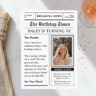 Zeitung 70. Geburtstag Funny Magazine Cover Foto Einladung