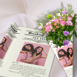 Zeitung Blume Wrap Foto Trauzeugin Geschenkpapier