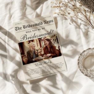 Zeitung Brautjungfer Heiratsantrag Karte