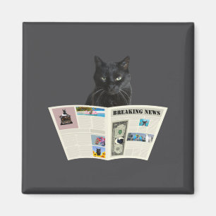 Zeitung Breaking News Schwarze Katze Au Journal _1 Magnet