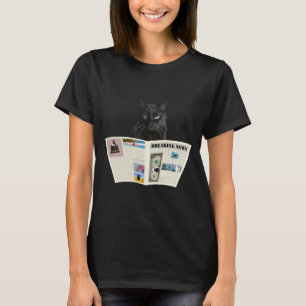 Zeitung Breaking News Schwarze Katze Au Journal T-Shirt