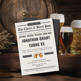 Zeitung Cheers & Bierbrauerei Geburtstagsparty Einladung