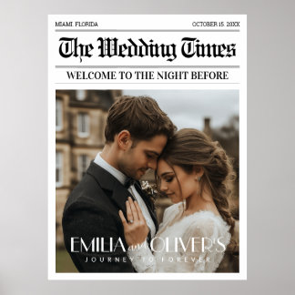 Zeitung die Nacht vor Hochzeit Begrüßungszeichen Poster