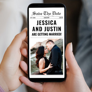 Zeitung Einzigartig Einfach Chic Foto Hochzeit Save The Date