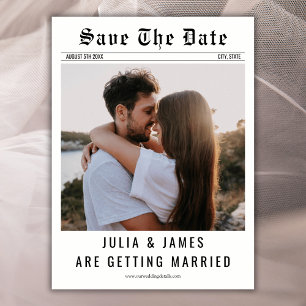 Zeitung Einzigartig Klassisch Einfache Foto-Hochze Save The Date