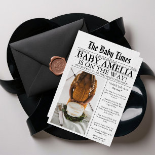 Zeitung Einzigartig Lustiges Foto Ästhetik Baby Sh Einladung