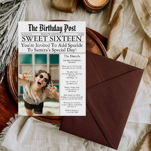 Zeitung Einzigartiger Spaß 16 . Geburtstag Geburts Einladung