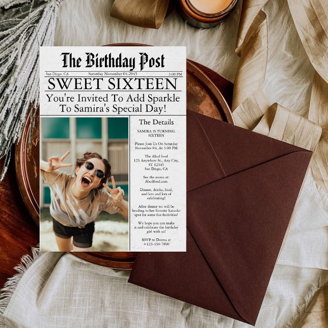 Zeitung Einzigartiger Spaß 16 . Geburtstag Geburts Einladung (Von Creator hochgeladen)