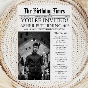 Zeitung Einzigartiger Spaß 40. Geburtstag Foto Par Einladung