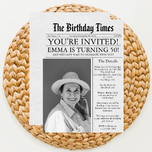 Zeitung Einzigartiger Spaß 50. Geburtstag Foto-Par Einladung