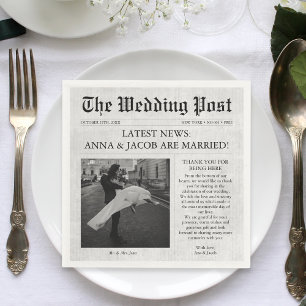 Zeitung Einzigartiger Spaß Fakten Foto Hochzeit Serviette