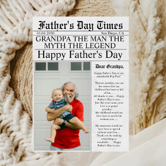 Zeitung Einzigartiger Spaß Foto Vatertag Großvater Karte