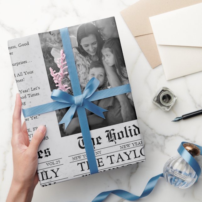 Zeitung Einzigartiger Spaß Neues Jahr Foto Geschenkpapier (Schenken)