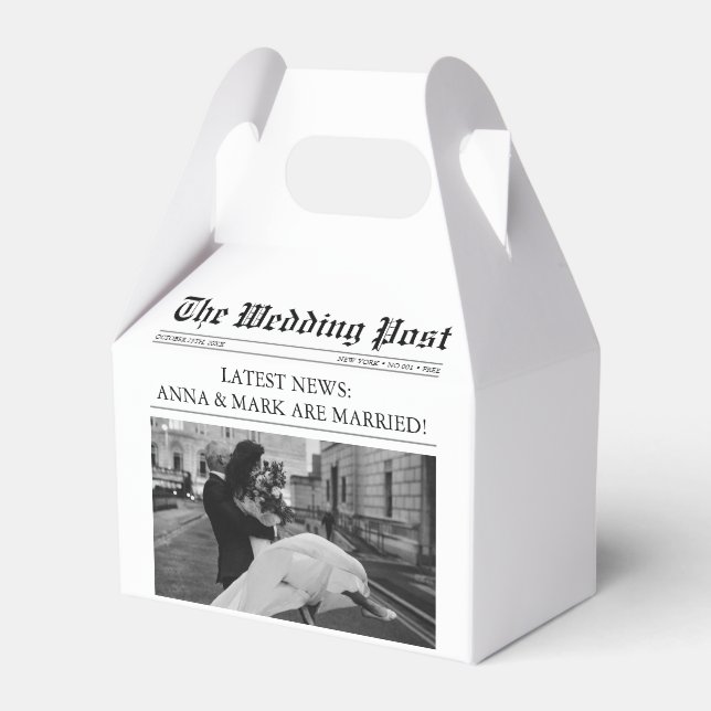Zeitung Einzigartiges Foto Hochzeit Geschenkschachtel (Vorderseite)