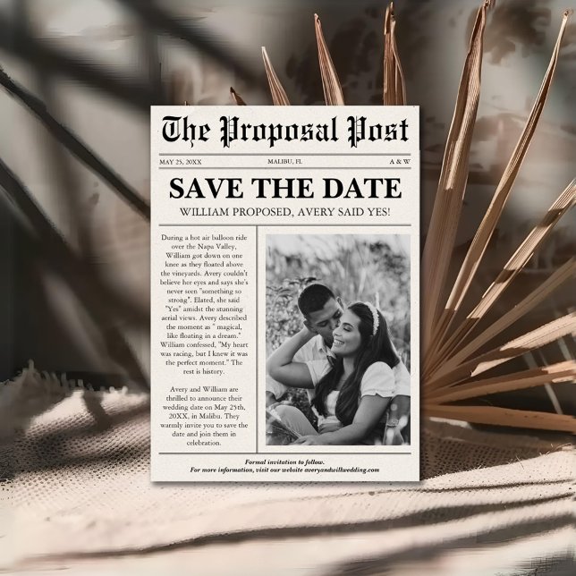 Zeitung Einzigartiges Foto Save the Date Einladung (Von Creator hochgeladen)