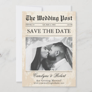 Zeitung Einzigartiges Foto Save the Date Hochzeit Einladung