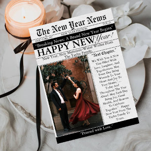 Zeitung Einzigartiges Spaß-Foto 2026 Frohes Neues Feiertagskarte