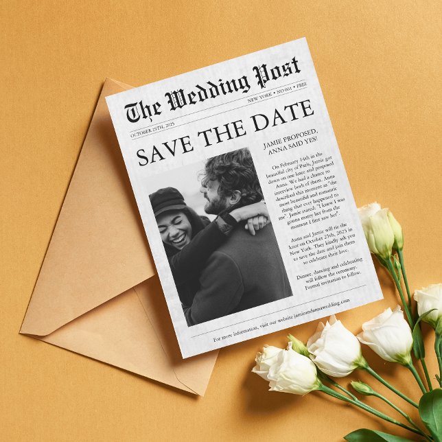 Zeitung Einziges Foto Funny Save the Date Magnet (Von Creator hochgeladen)