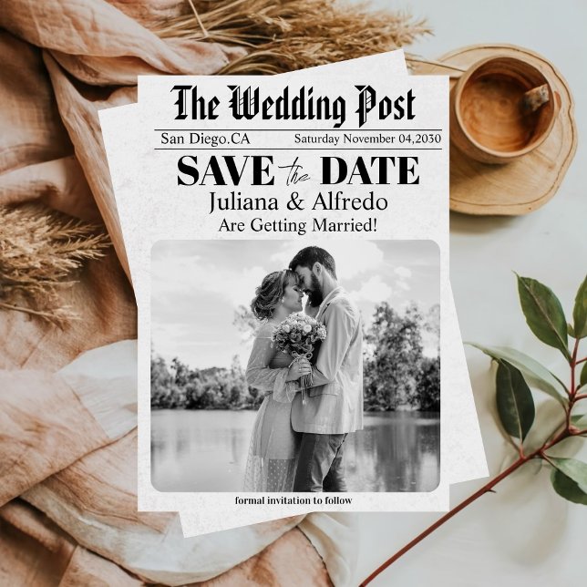 Zeitung Einziges Foto Save the Date Hochzeit (Von Creator hochgeladen)