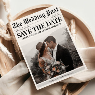 Zeitung Foto Einzigartige Hochzeit Save The Date