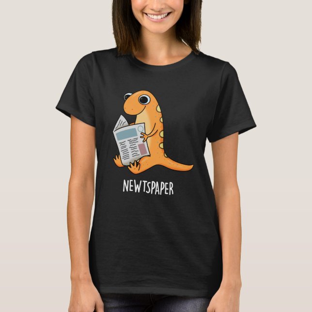 Zeitung Funny Newt Pun Dark BG T-Shirt (Vorderseite)