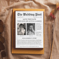 Zeitung Funny Unique Kids Save the Date Hochzeit