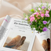Zeitung Galentines Day Blume Bouquet Rotes Herz