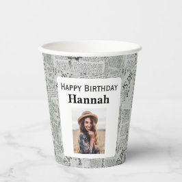 Zeitung Happy Birthday Foto Pappbecher