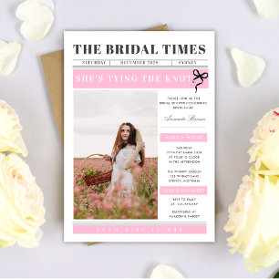 Zeitung Hochzeit Unikate Rosa Brautparty Einladung