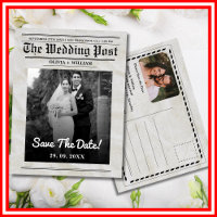 Zeitung Hochzeit Vintag Elegant Save the Date