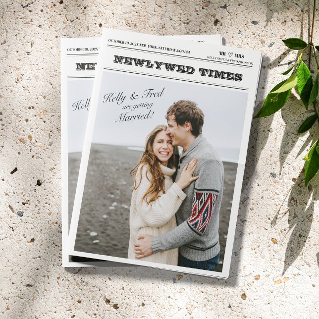 Zeitung Hochzeits Infografik Programm Gefaltet (Newspaper Wedding Program Infographic Folded)